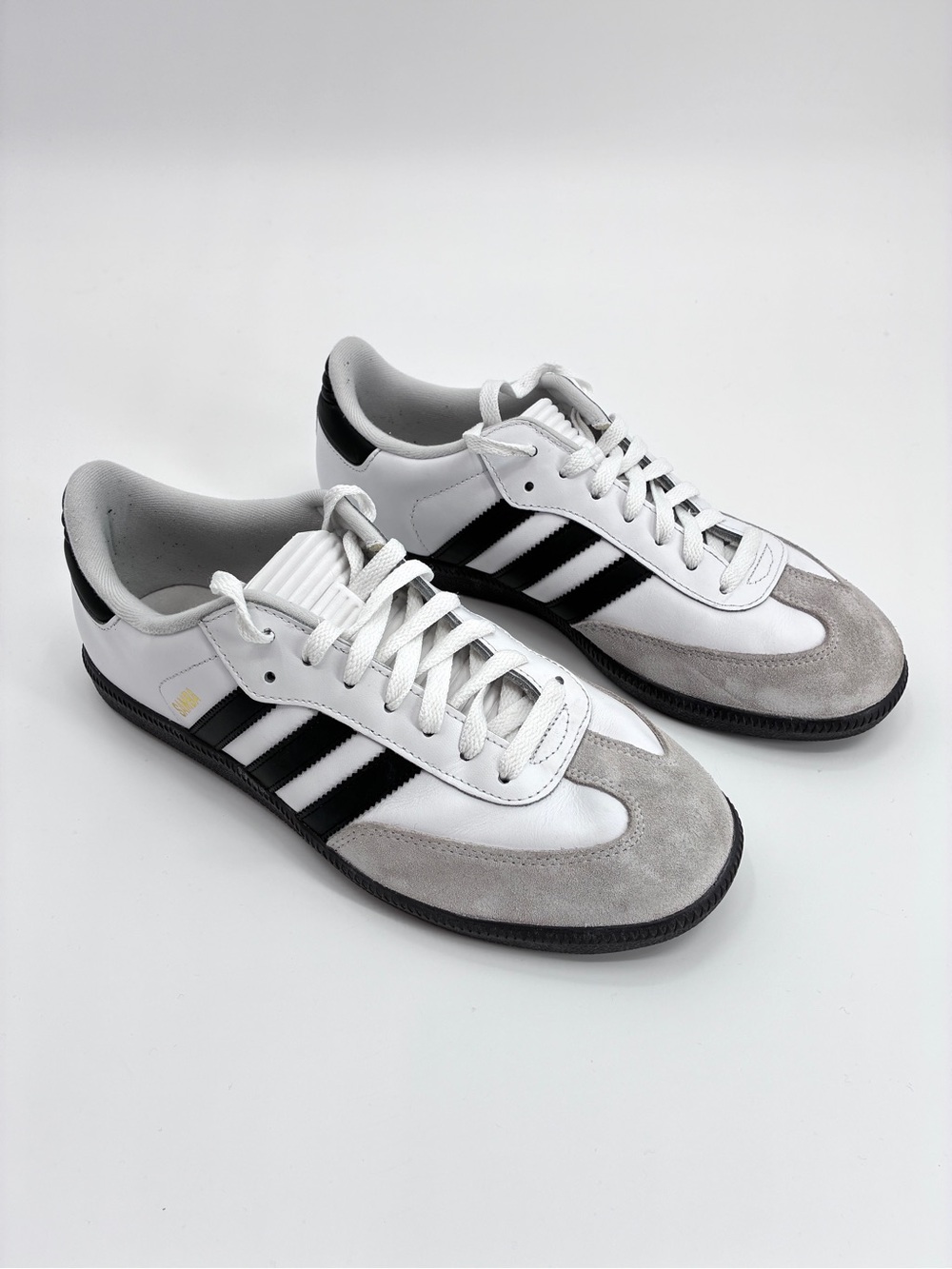 Adidas Samba Classic Men's Leather Lace-Up Sneakers White/Black/Gray US 9.5
